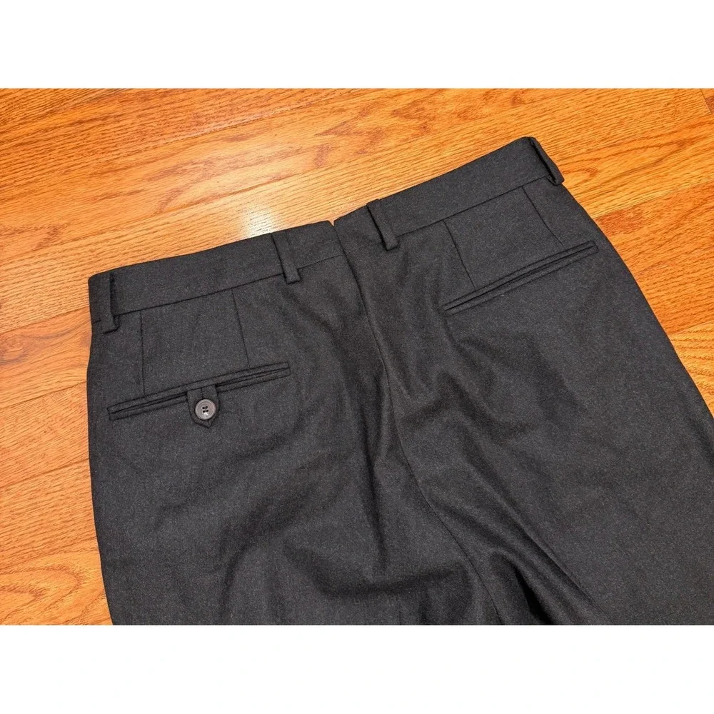 Paul Stuart Dress Pants Fits Mens 30x30 Gray Super 120s Wool Pleated Cuffed